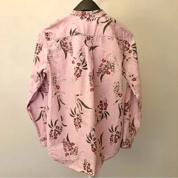 Joe Fresh Boho Cottagecore Pink Floral Pattern Artsy Button Down Shirt Blouse. - Picture 5 of 15